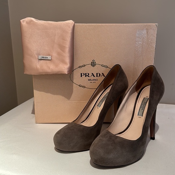 Prada Grey Suede Pump - US 7.5 EUR 37 - Picture 1 of 5